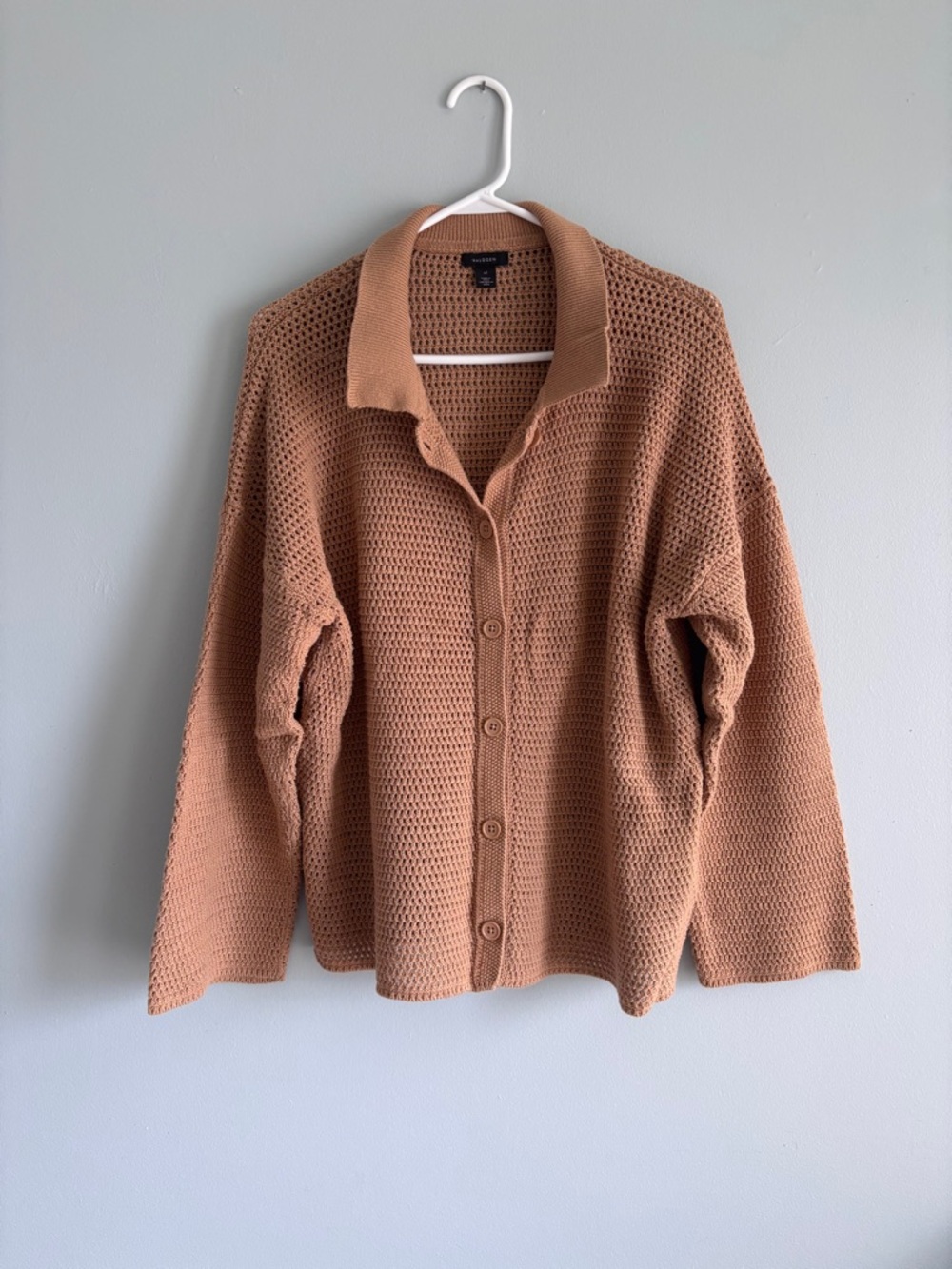 Halogen Brown Taupe Oversized‎ crochet Cardigan XL